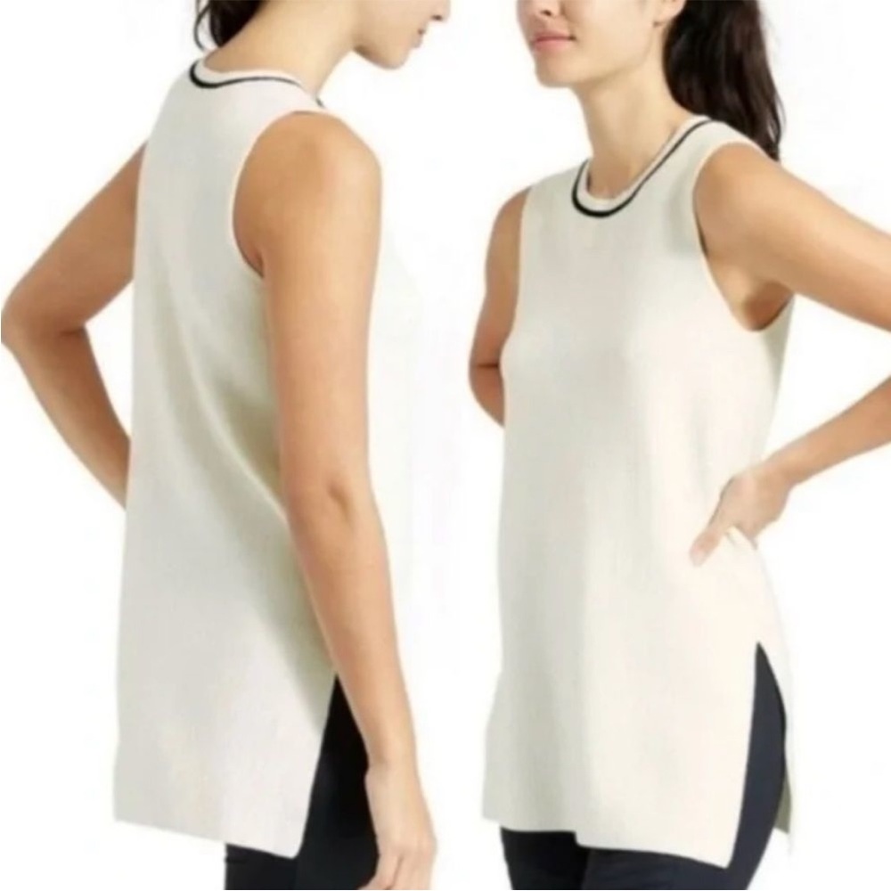 NWT ATHLETA On The Town Sweater Tunic Ivory/Dove Size Medium